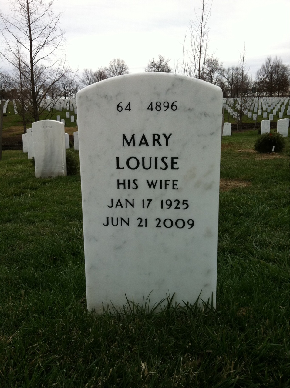 Back of headstone — Llewellyn Marshall