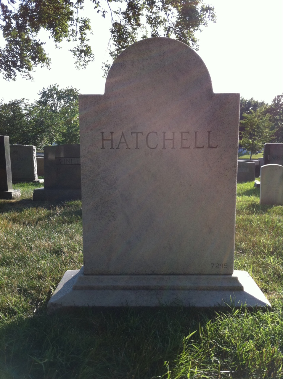 Back of headstone — Henry Hatchell