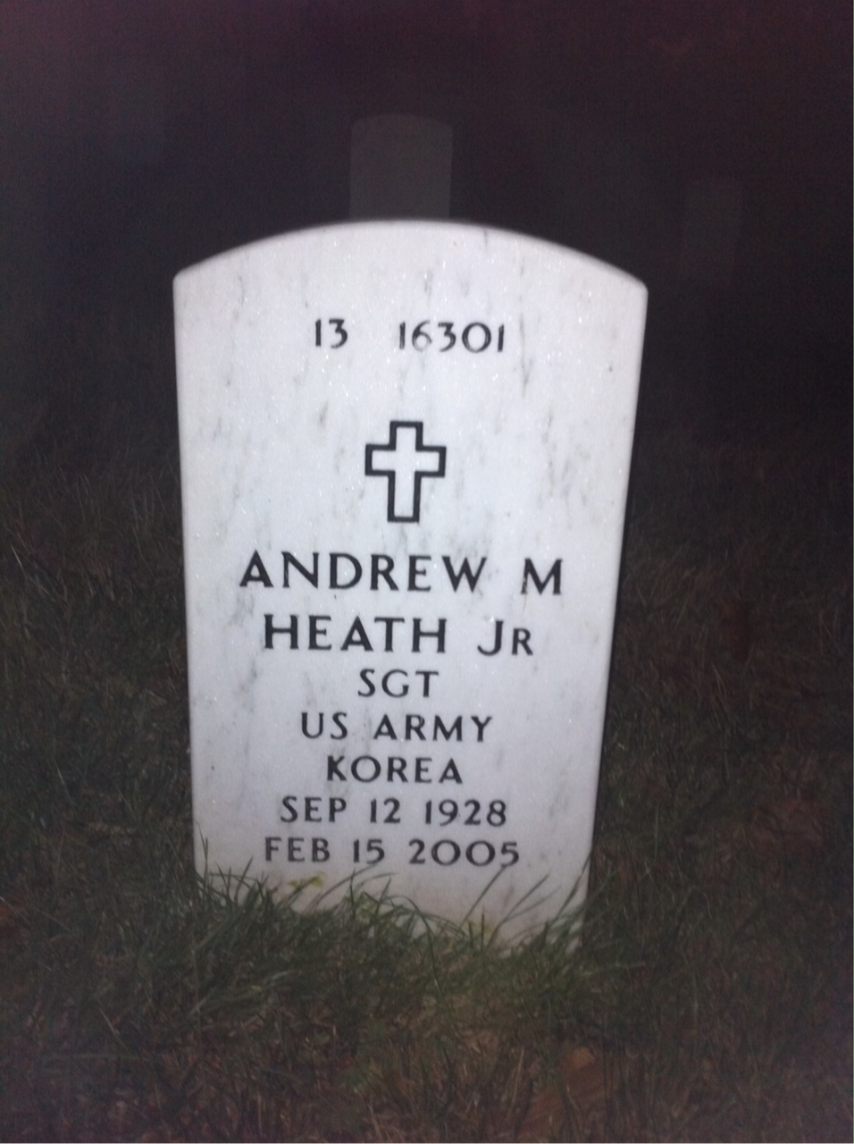Back of headstone — Andrew Heath