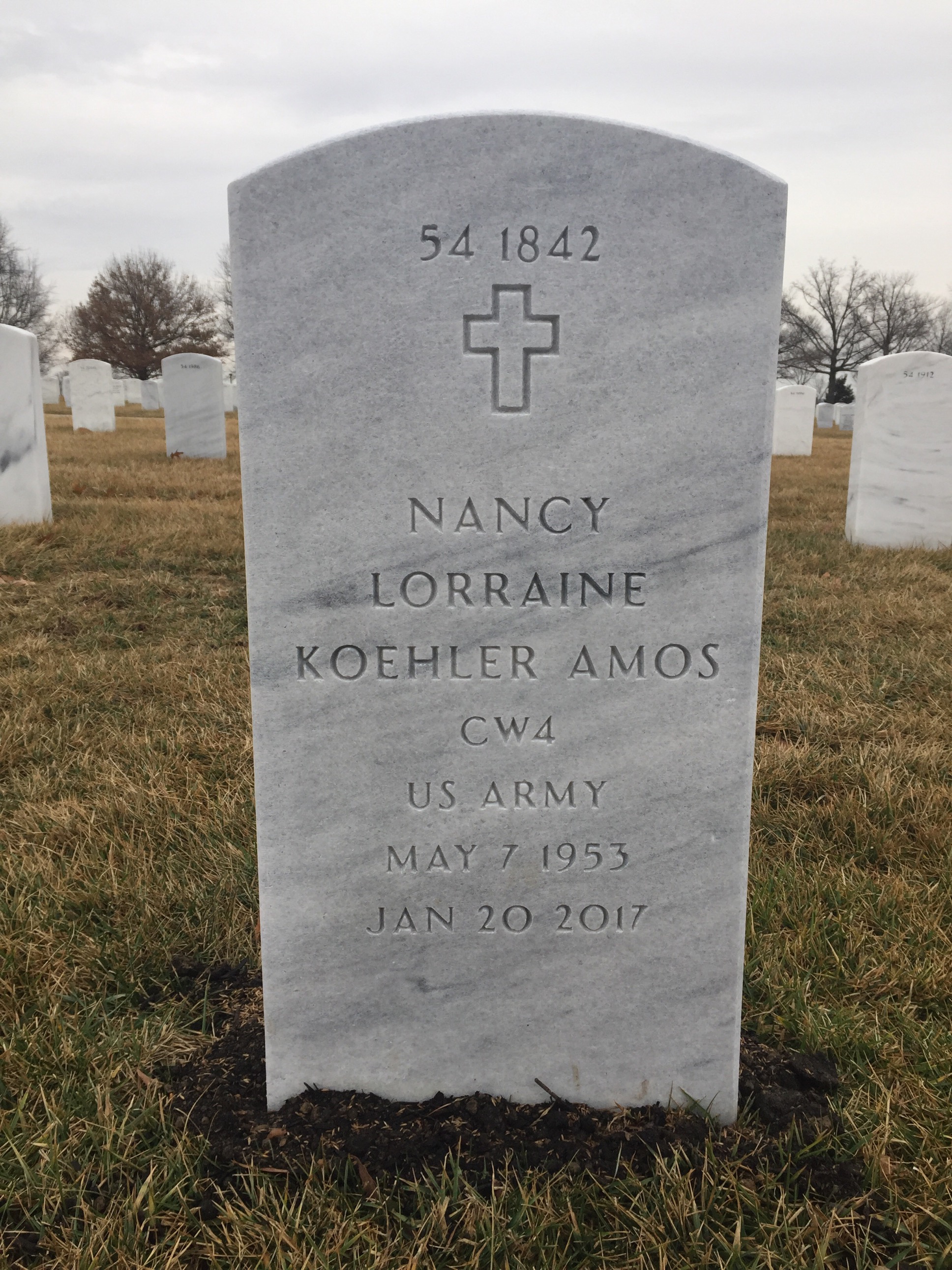 Back of headstone — Nancy Amos