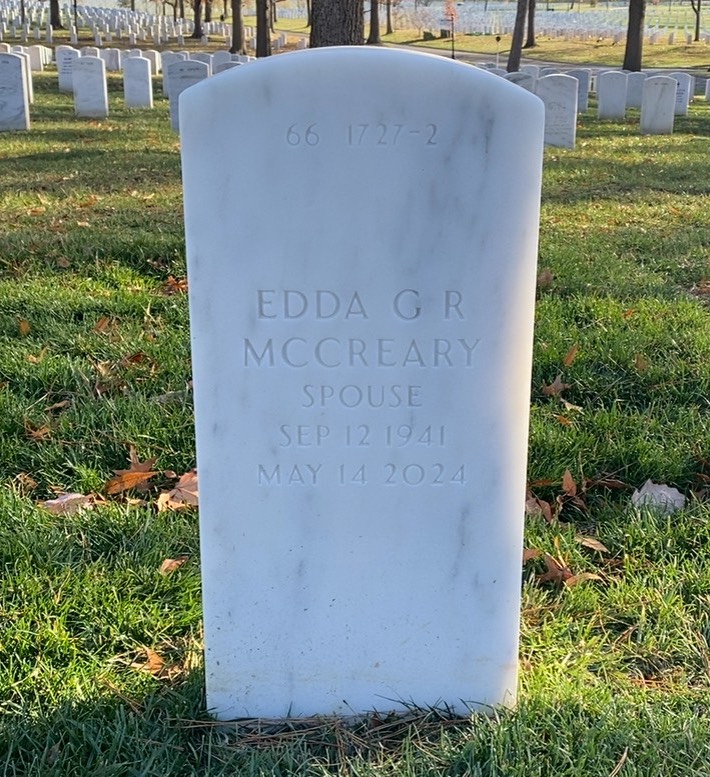 Back of headstone — Howard Mccreary
