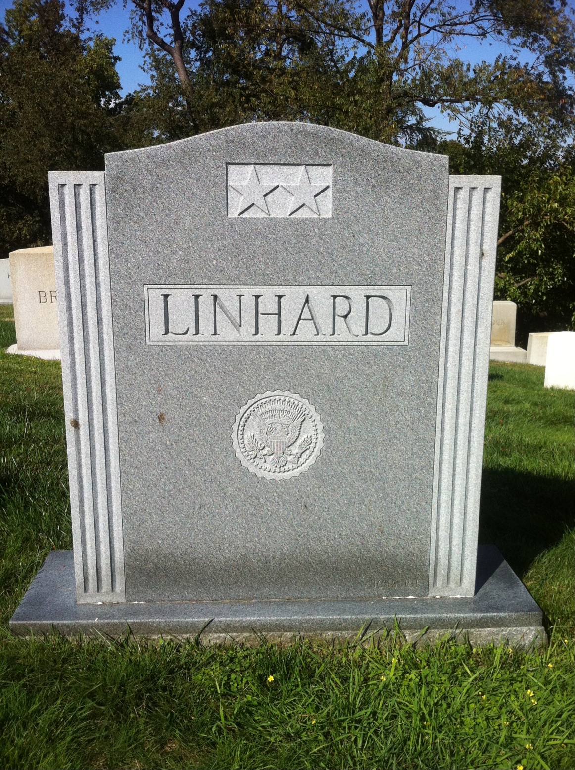 Back of headstone — Robert Emmet Linhard