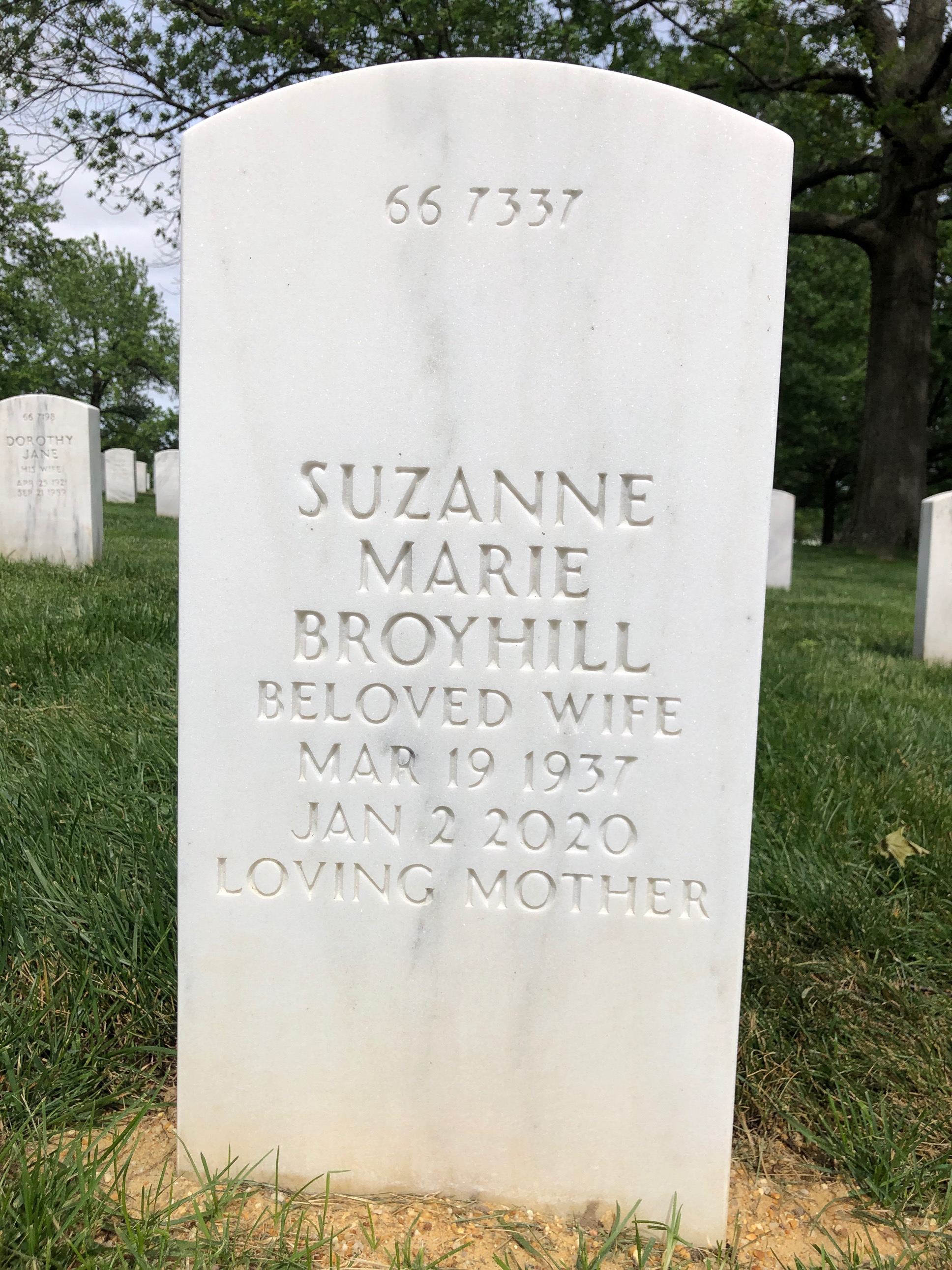 Back of headstone — Joel Broyhill