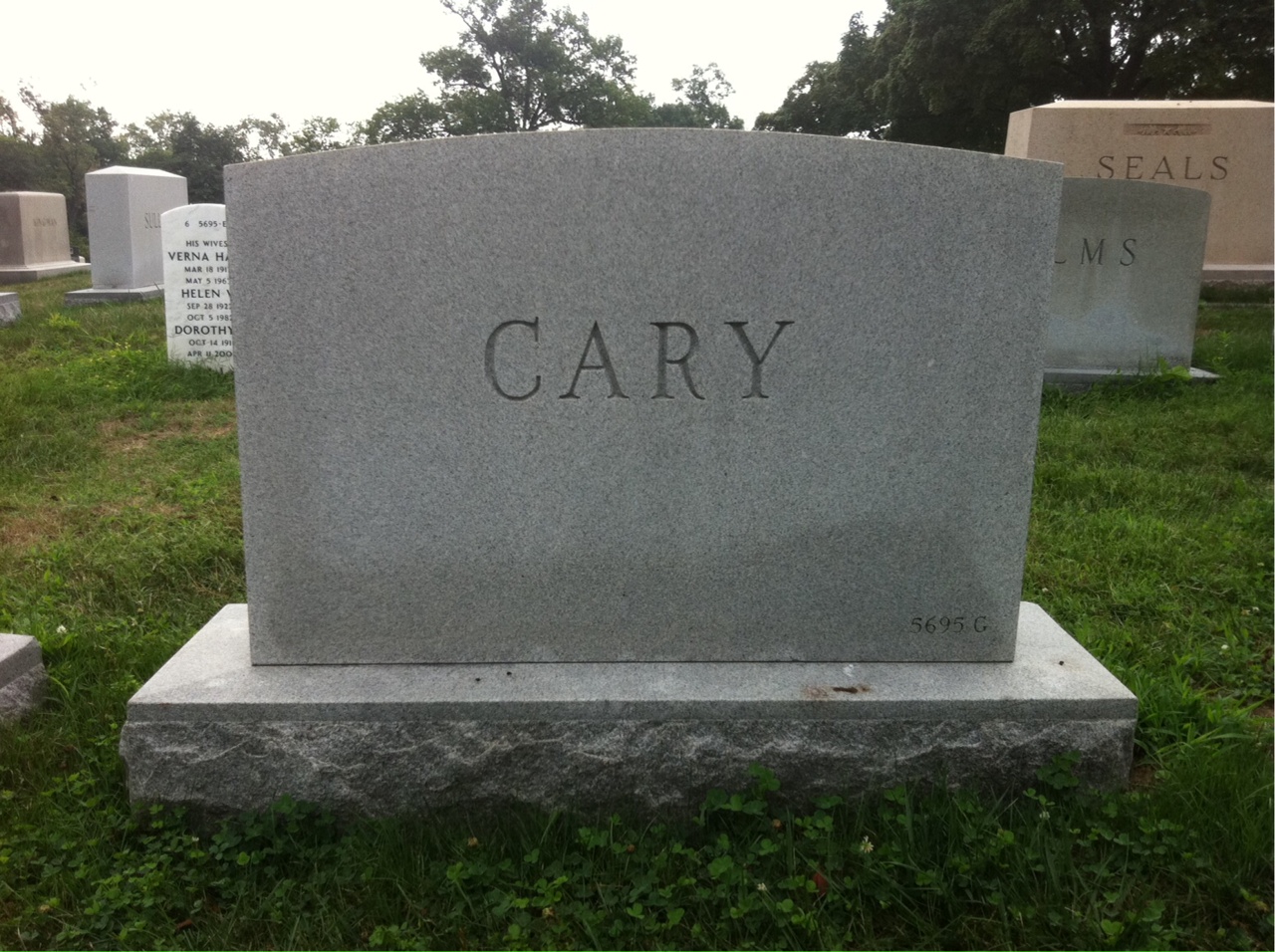 Headstone shared by 2 interments, including Robert Webster Cary,