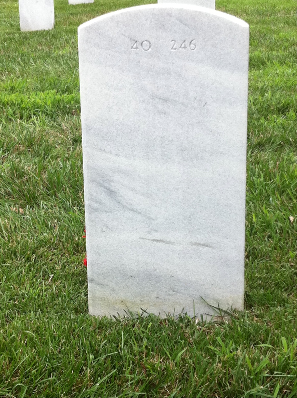 Back of headstone — Theodore J Patterson