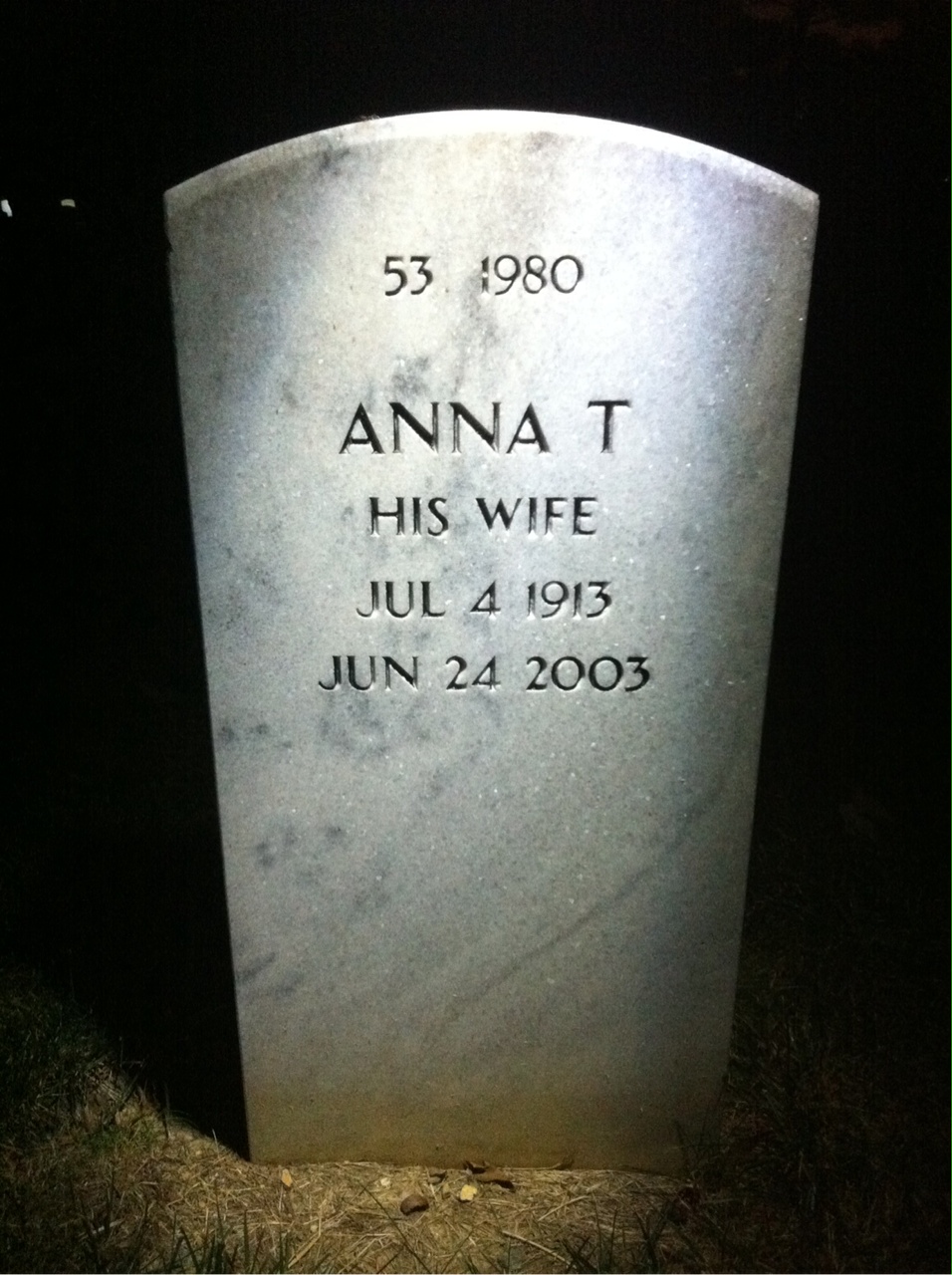 Back of headstone — Anna Mcisaac