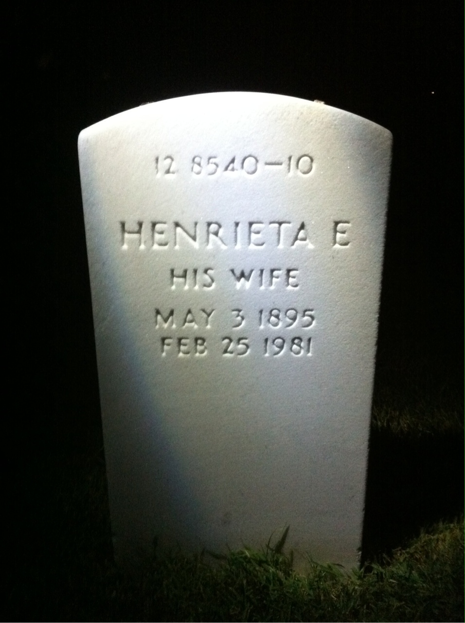 Back of headstone — Henrietta Mousseau