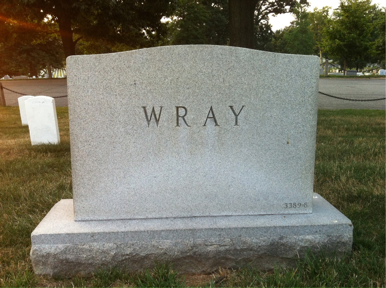 Back of headstone — Robert Wray