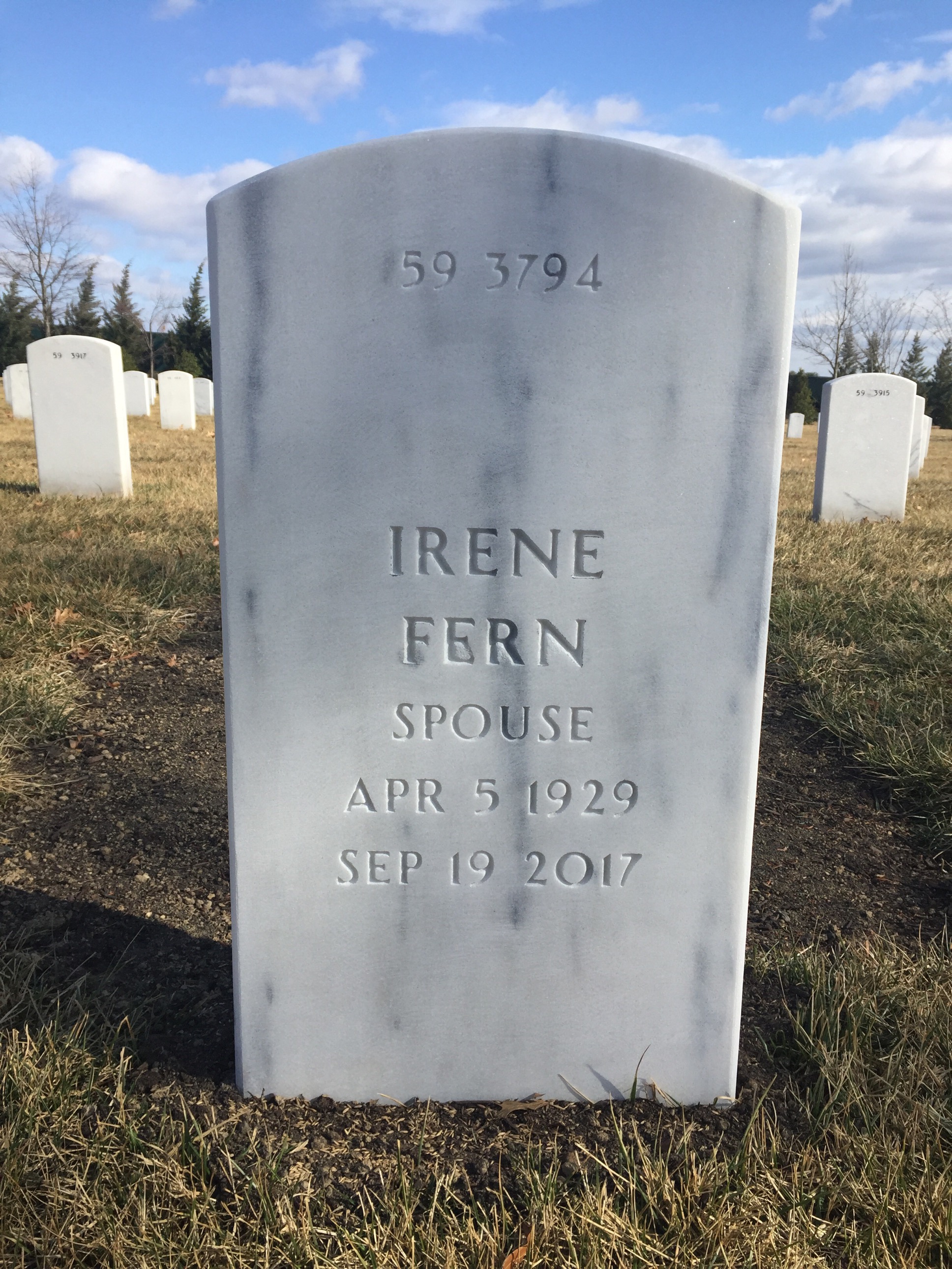 Back of headstone — Carroll Wood