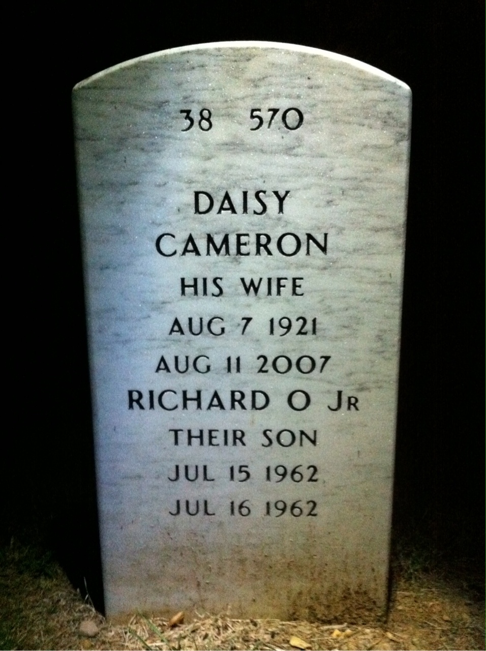 Back of headstone — Richard Gassman