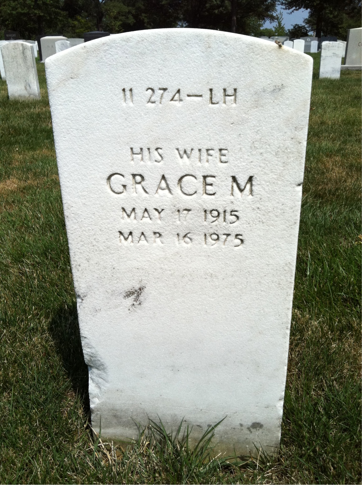 Back of headstone — Grace Anderson