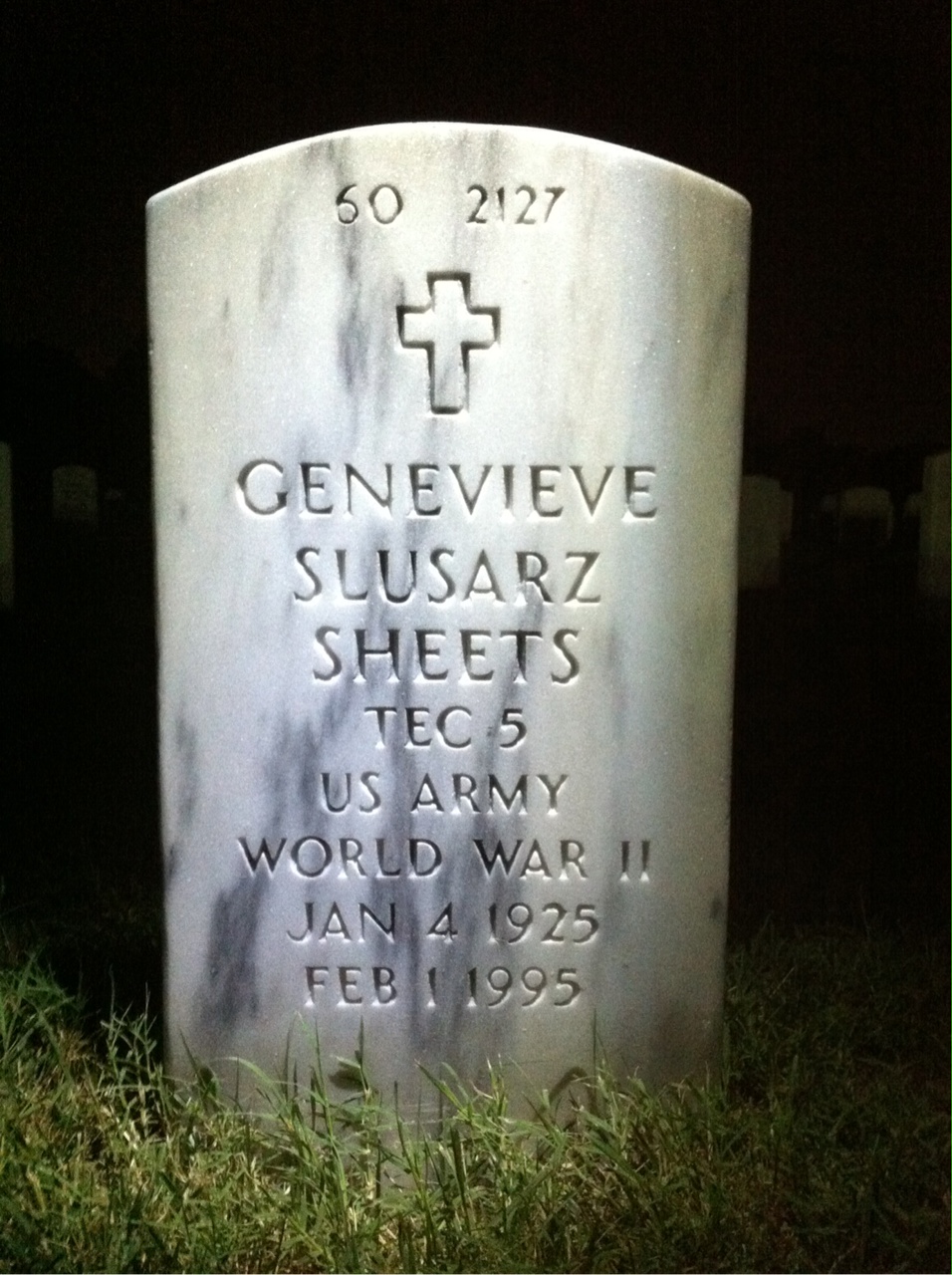 Back of headstone — Genevieve A Sheets