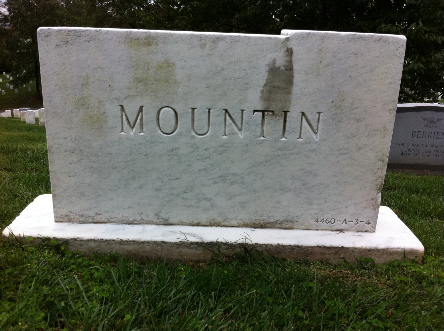 Back of headstone — Genevieve Mountin
