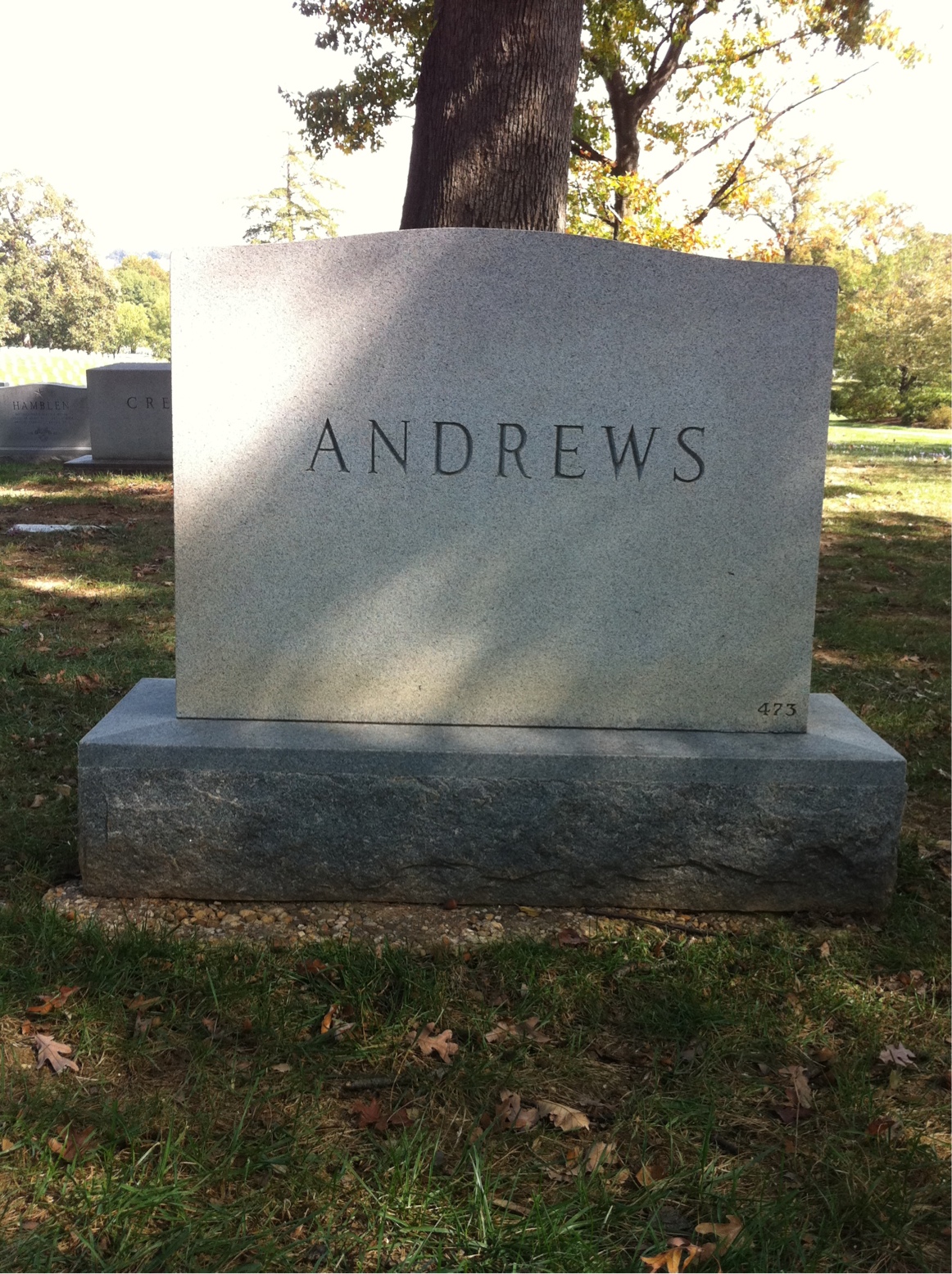 Back of headstone — Thelma Andrews