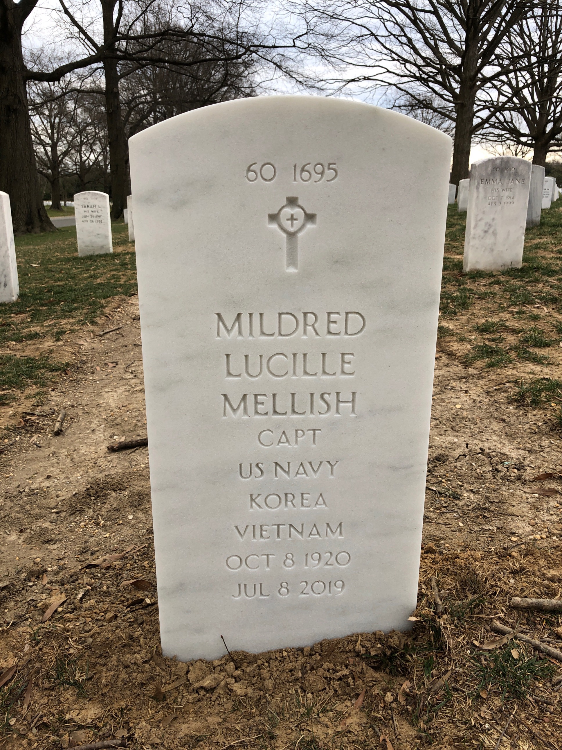 Back of headstone — Mildred Mellish
