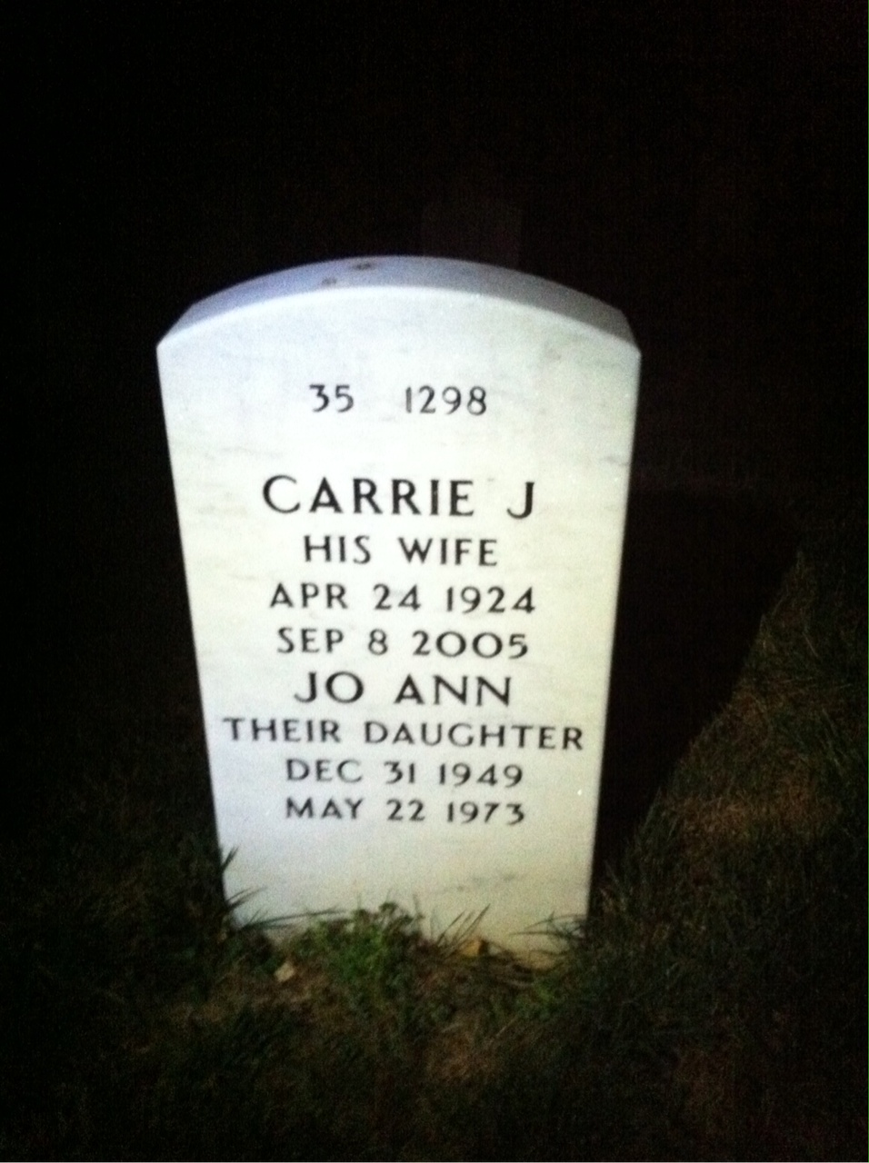 Back of headstone — John Christie