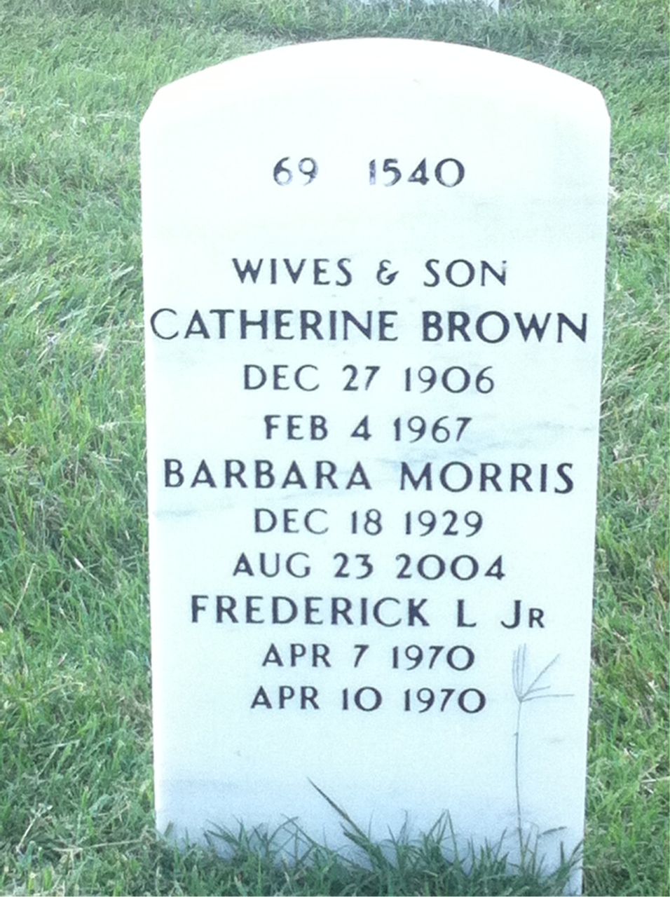 Back of headstone — Frederick Hughes