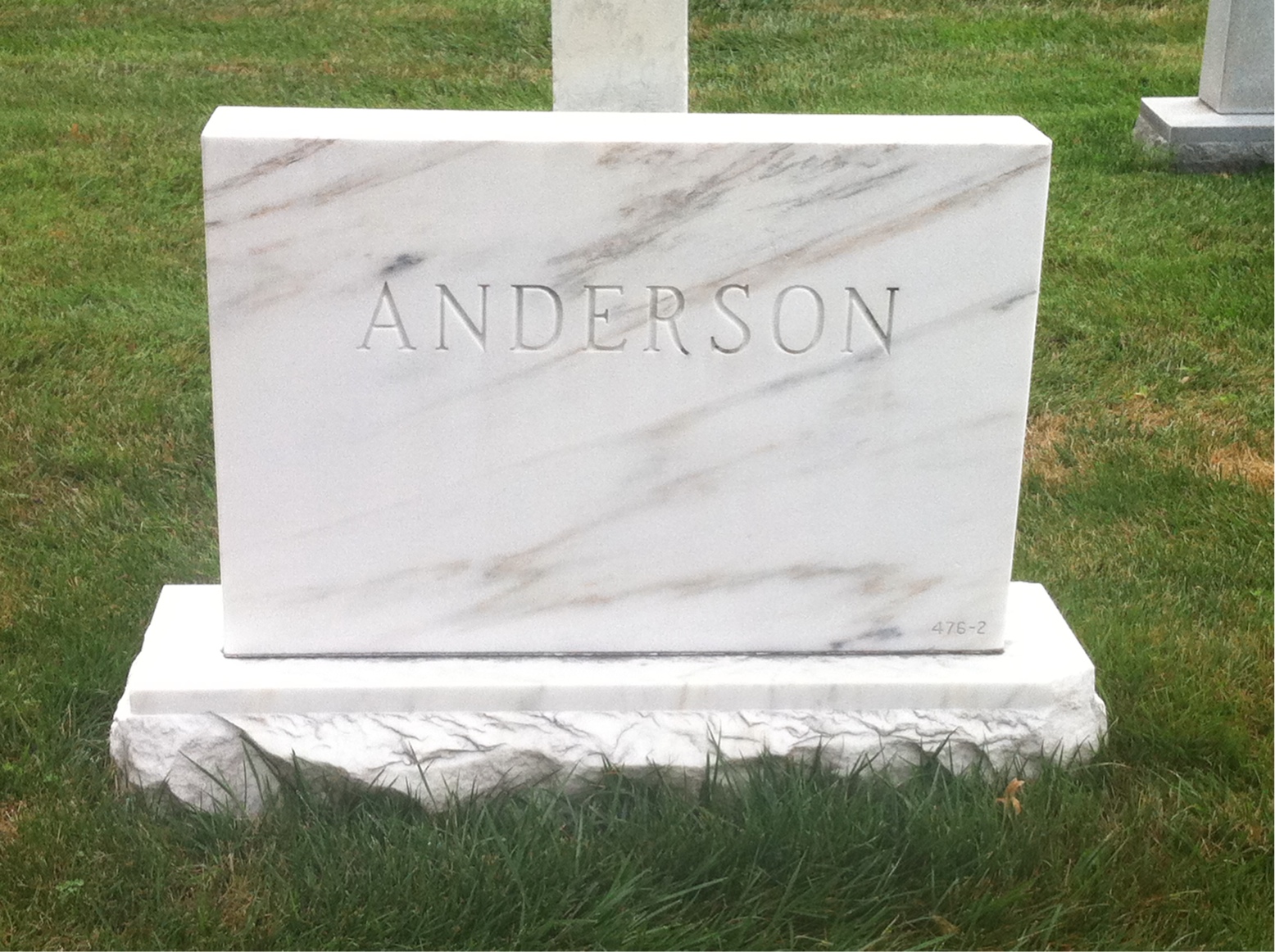 Back of headstone — John Anderson