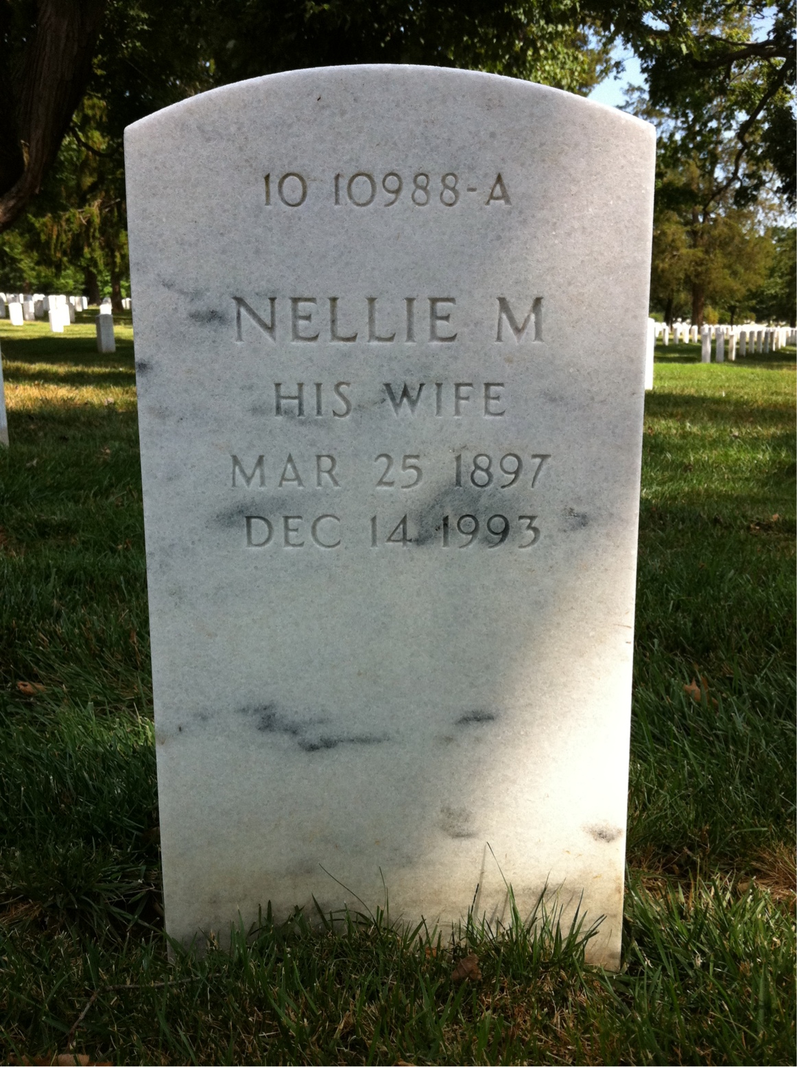 Back of headstone — Nellie Morrell