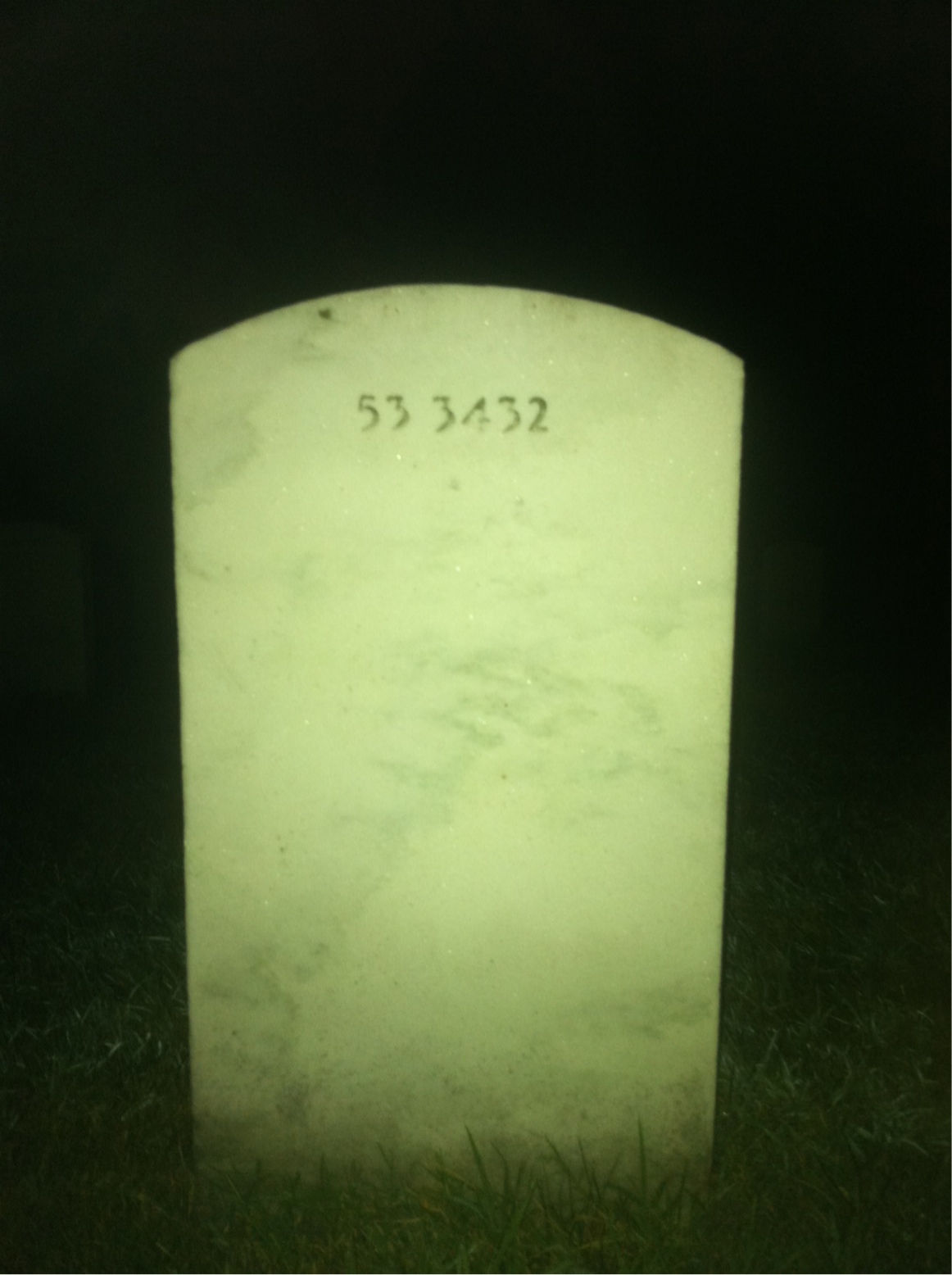 Back of headstone — William J Thomas