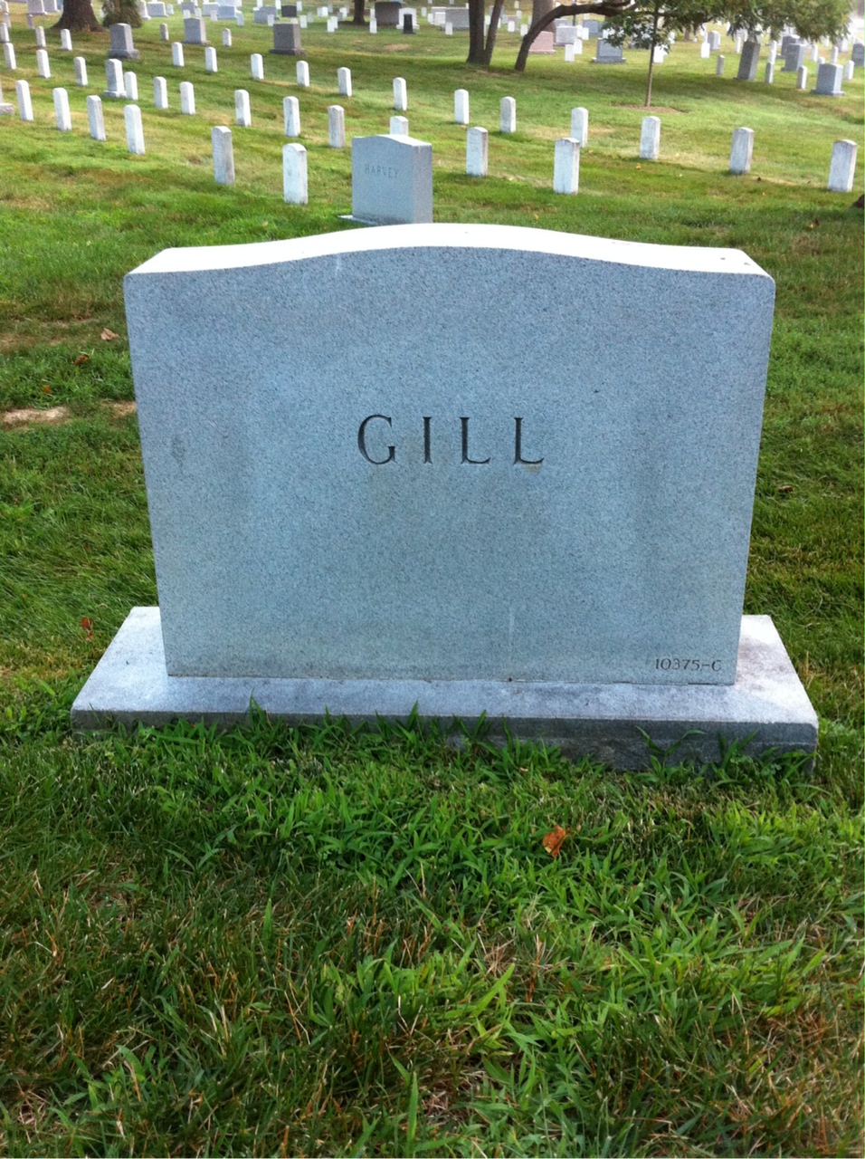 Back of headstone — Thomas A Gill