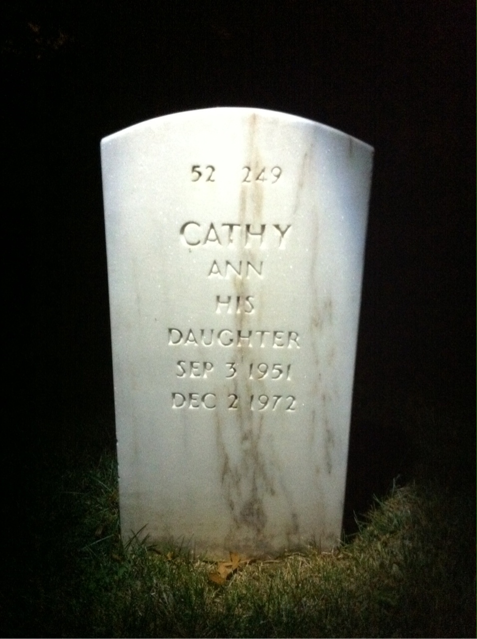 Back of headstone — Cathy Boies