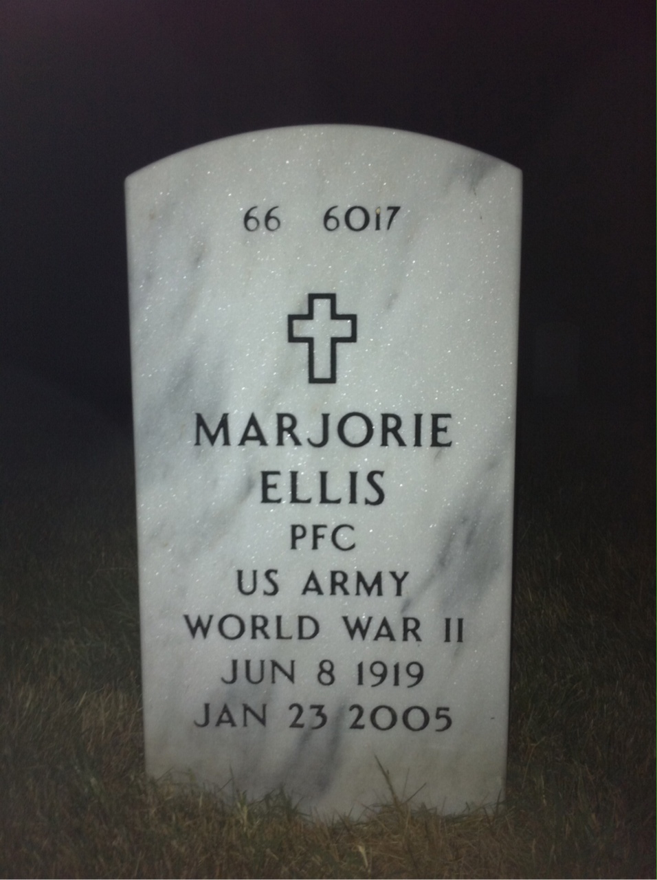 Back of headstone — Marjorie Ellis