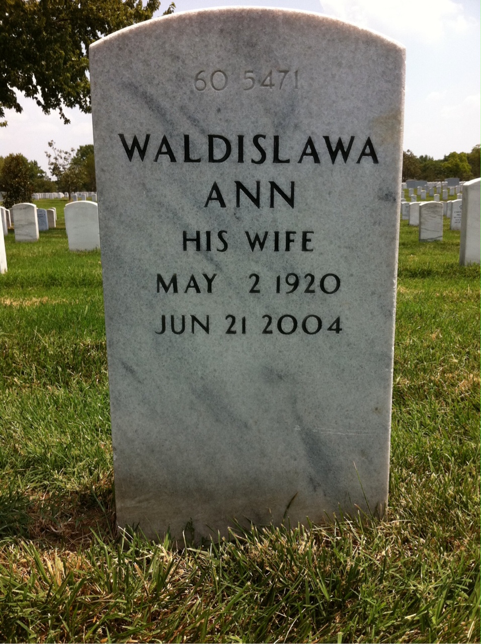Back of headstone — Felix Wywal