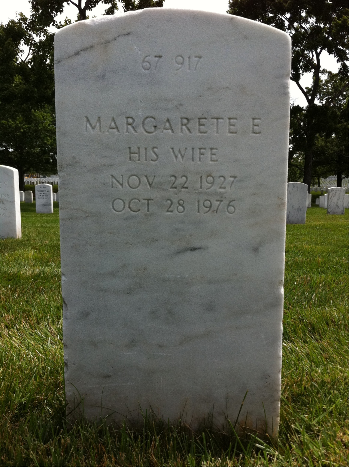 Back of headstone — Margarete Atkins