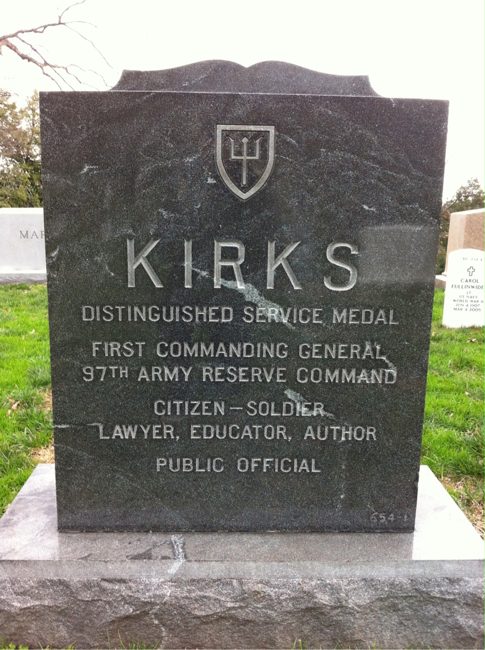 Back of headstone — Rowland Kirks
