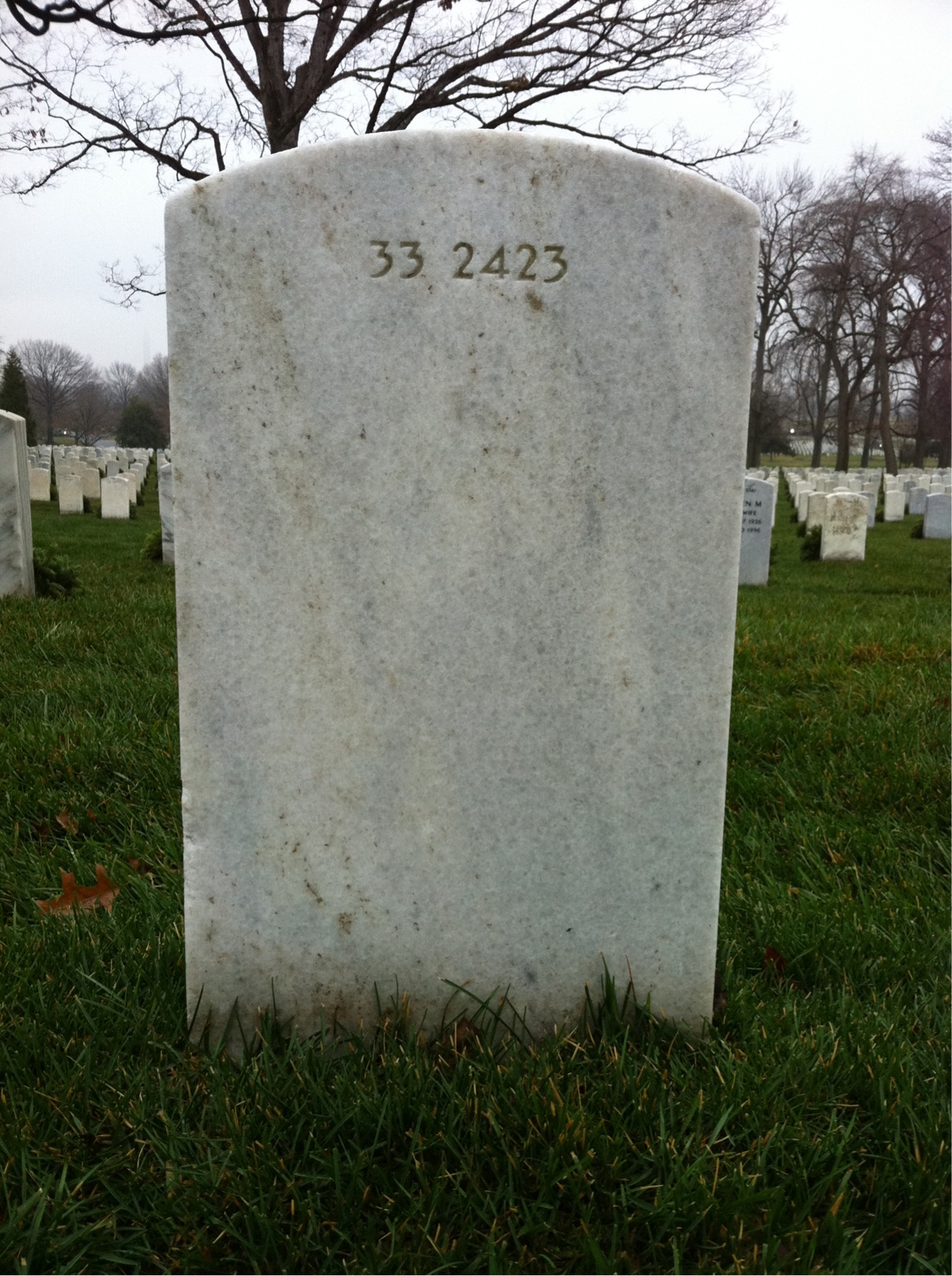 Back of headstone — Tony Norris Howie