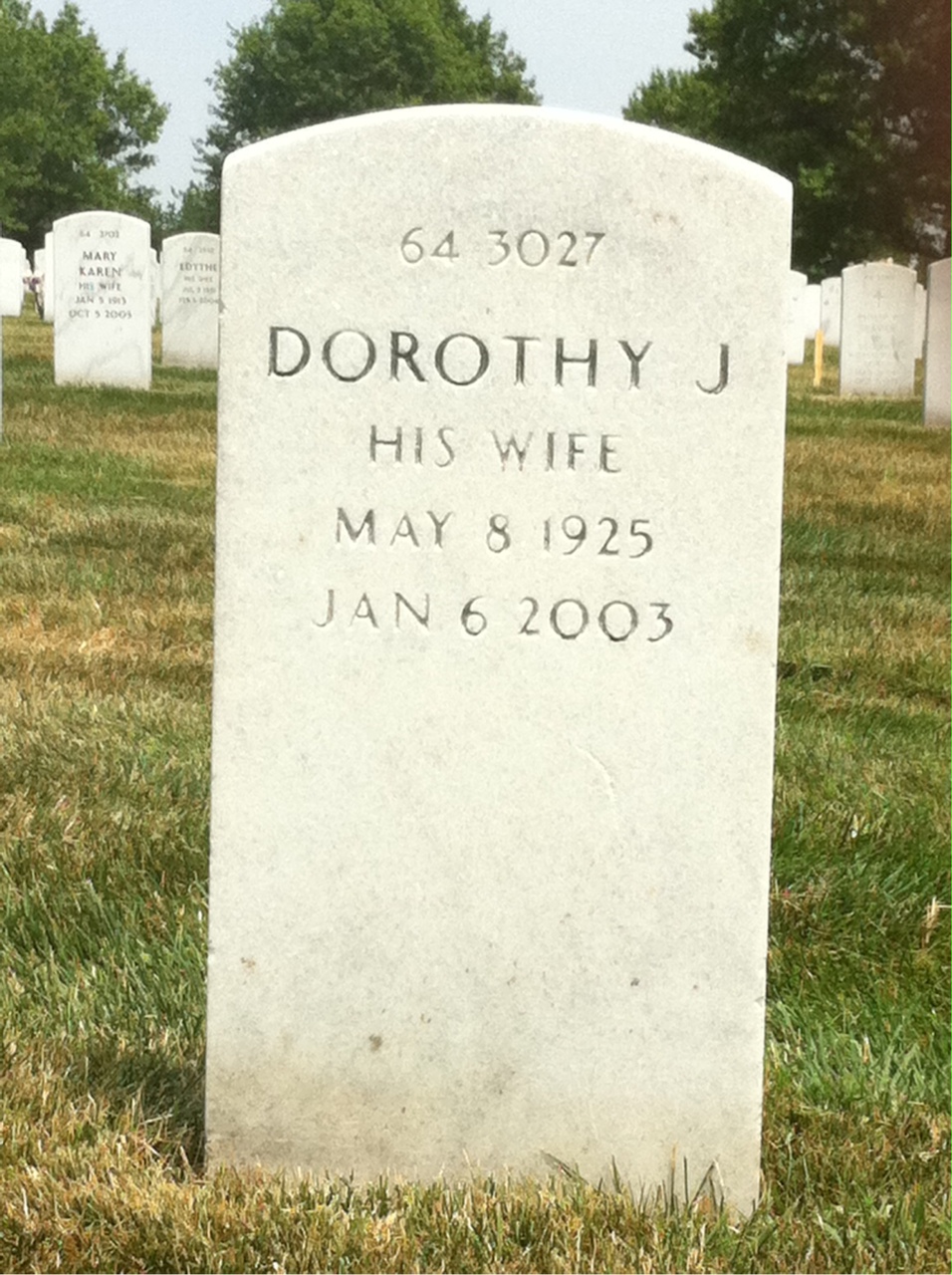 Back of headstone — Arlin Snider
