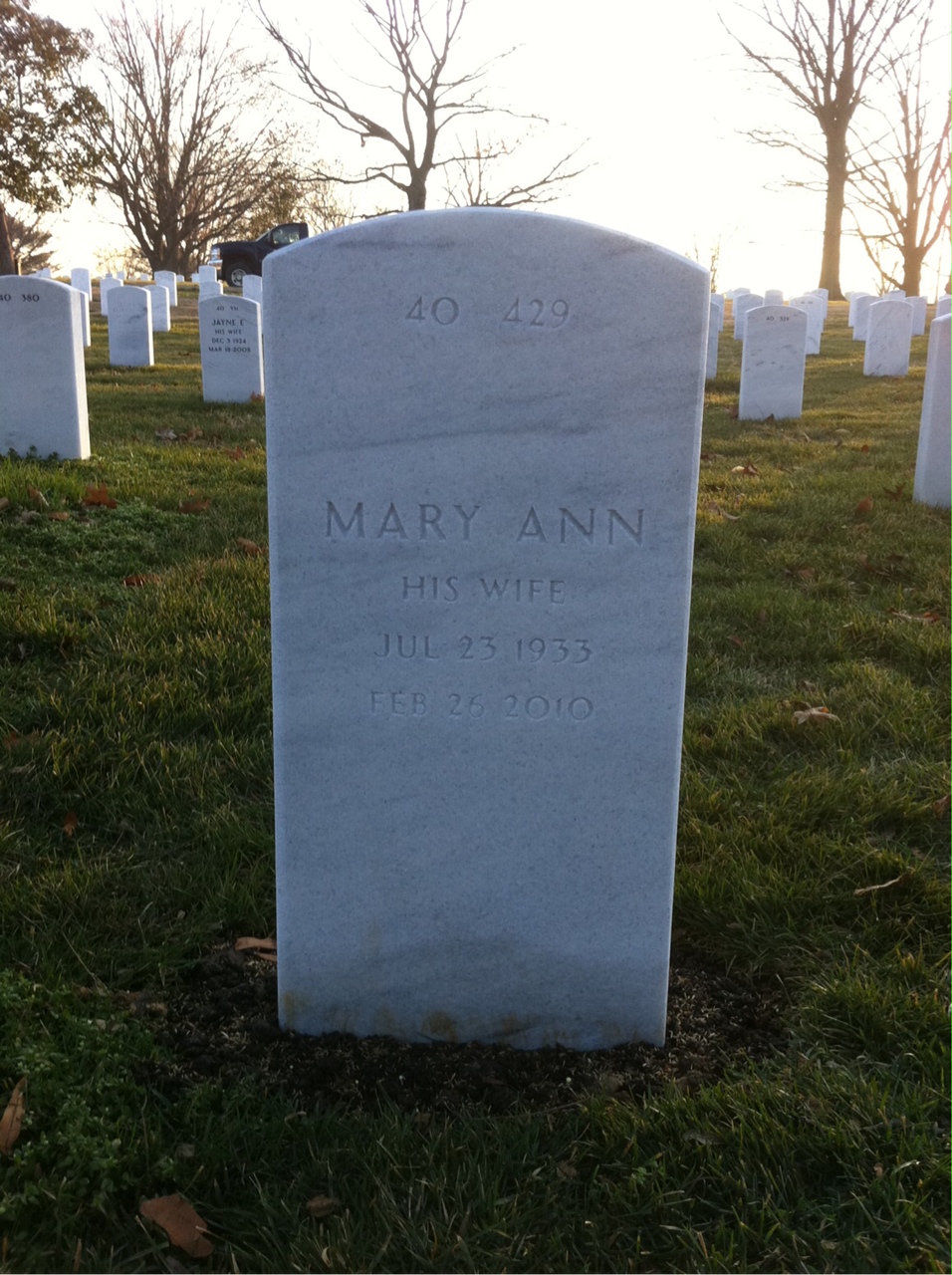 Back of headstone — William Stanley Jereb