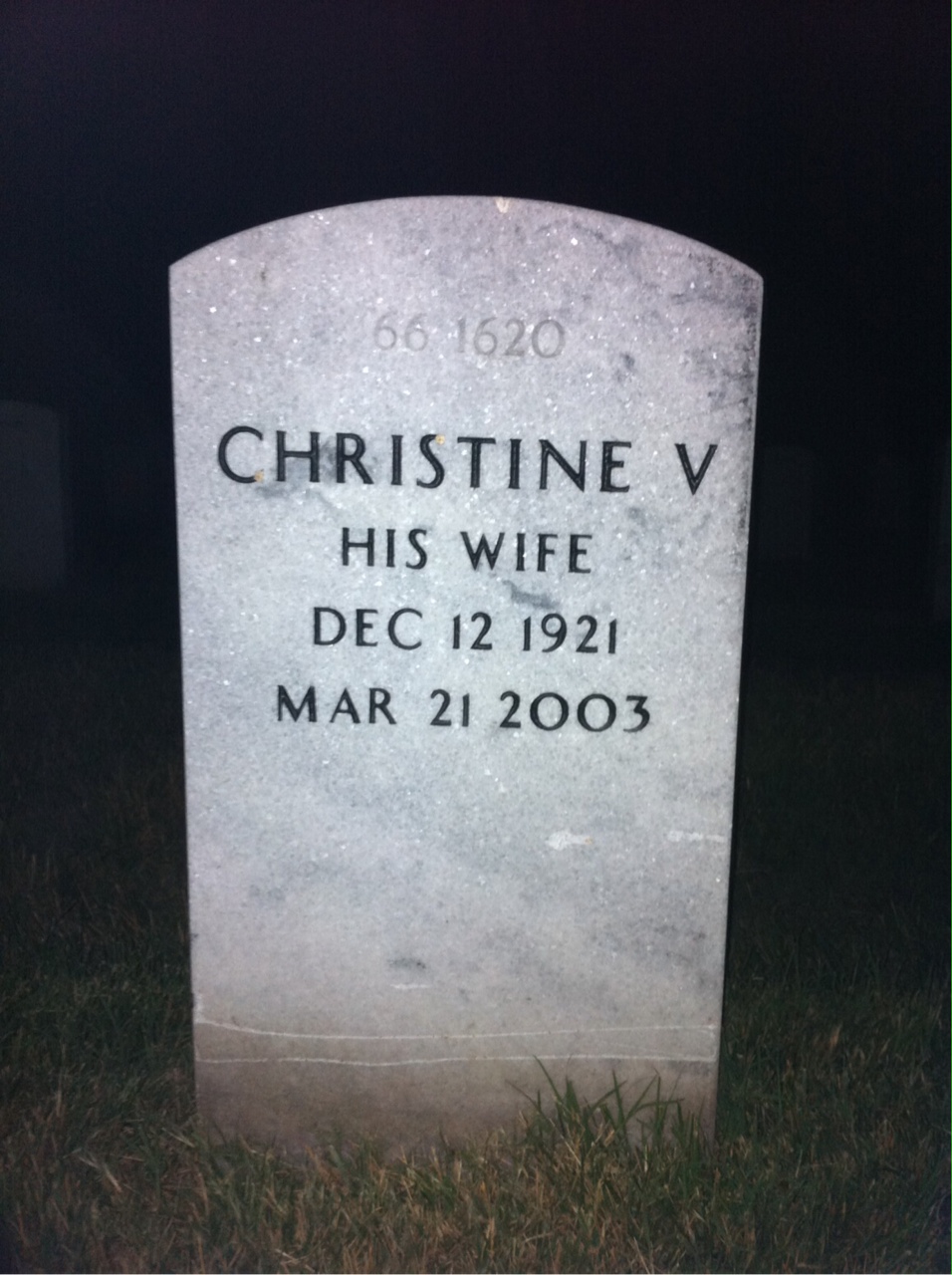 Back of headstone — Christine Mutz