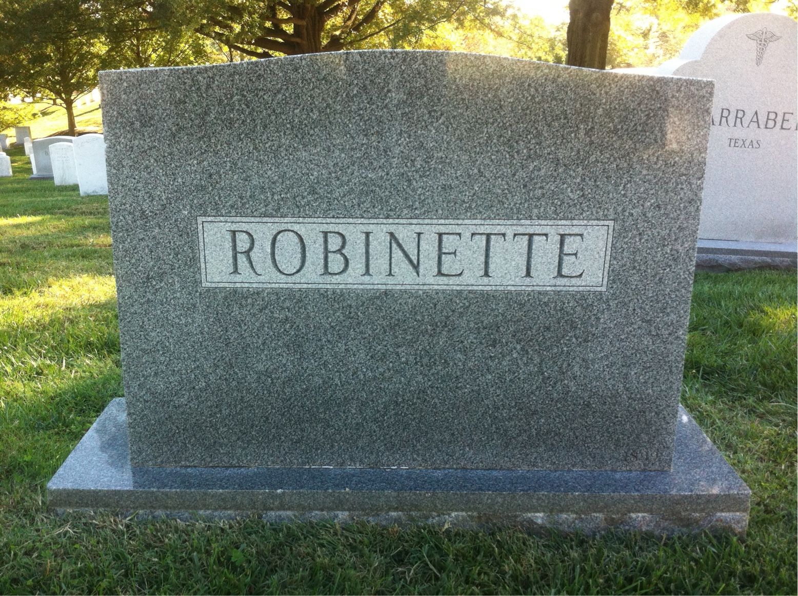 Back of headstone — William Robinette