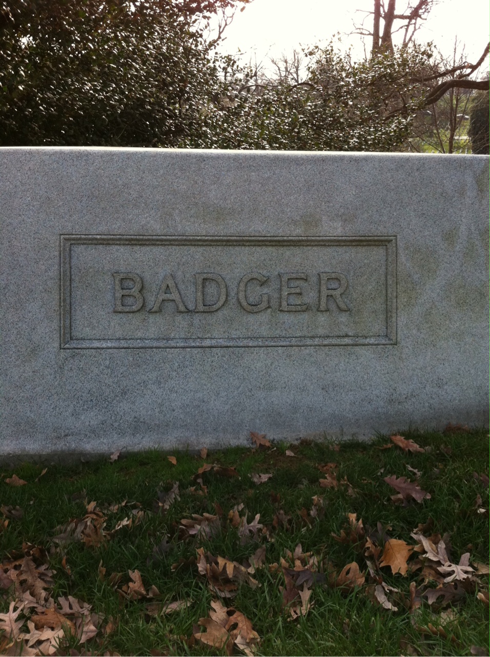 Back of headstone — Charles Badger