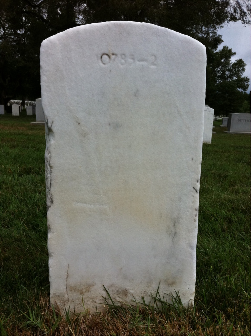 Back of headstone — James Allen