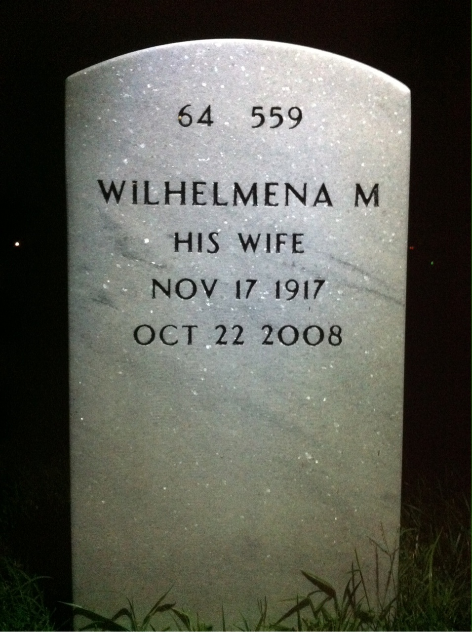 Back of headstone — William Janosko