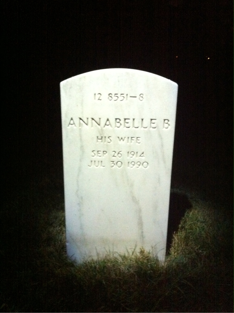 Back of headstone — Annabelle Montegut