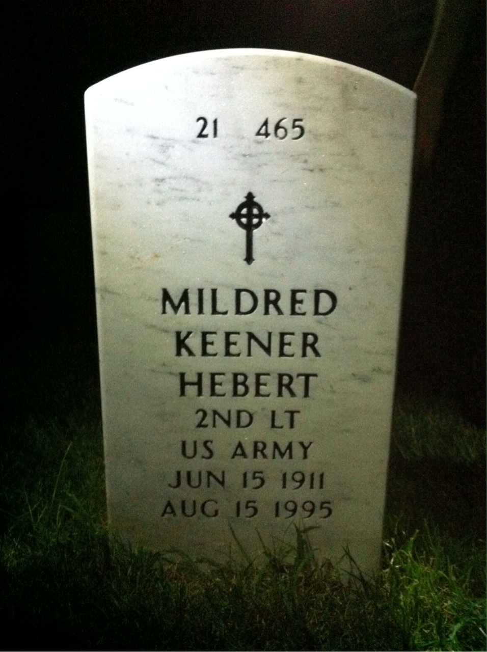 Back of headstone — Alvin Hebert