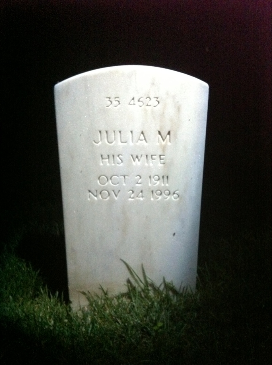 Back of headstone — William R Johnson