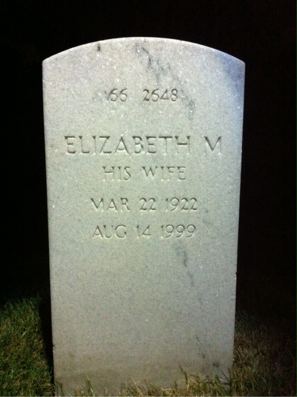 Back of headstone — Elizabeth Mckaney