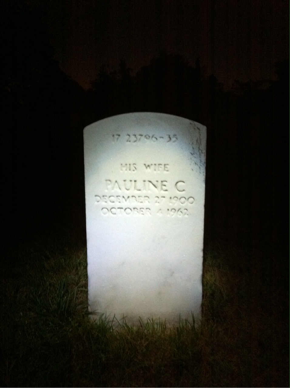 Back of headstone — Pauline Bailey