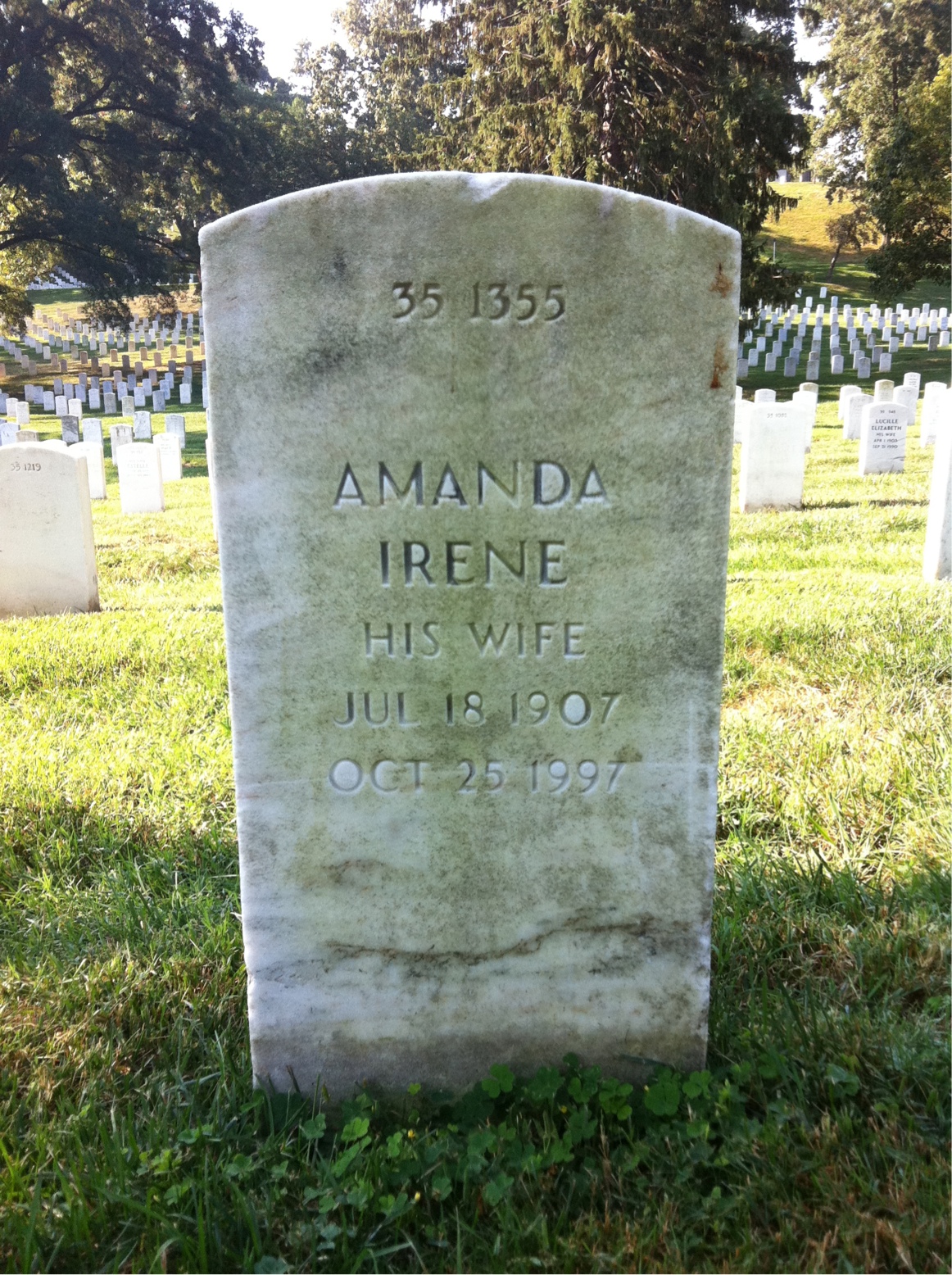 Back of headstone — Amanda Hope