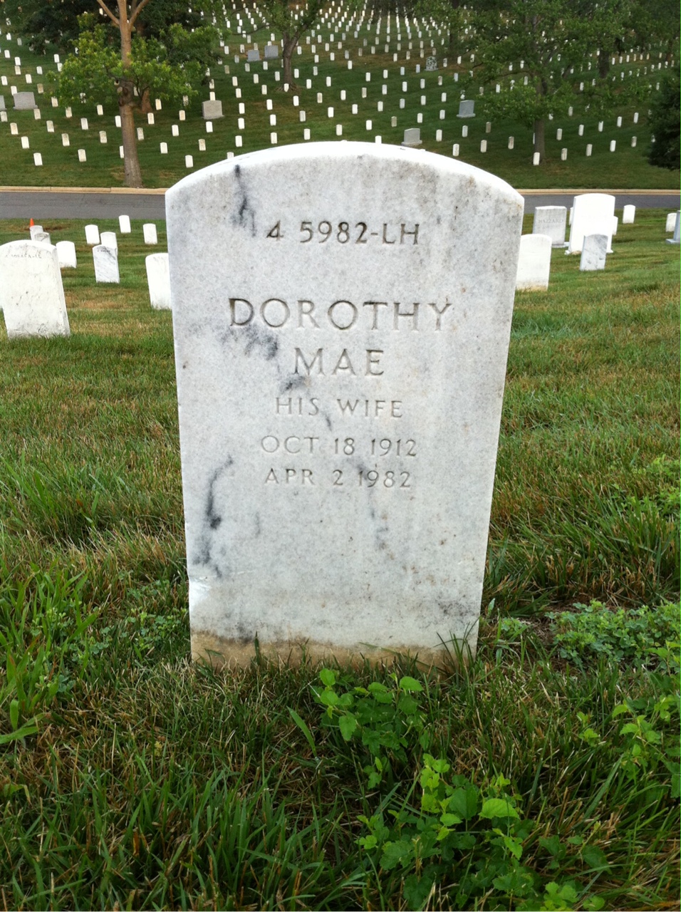 Back of headstone — Dorothy Aldridge