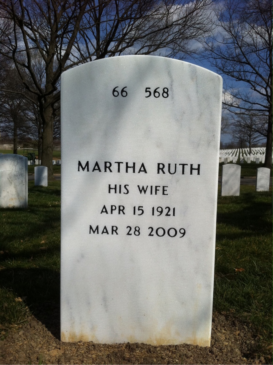 Back of headstone — Donald Watkins