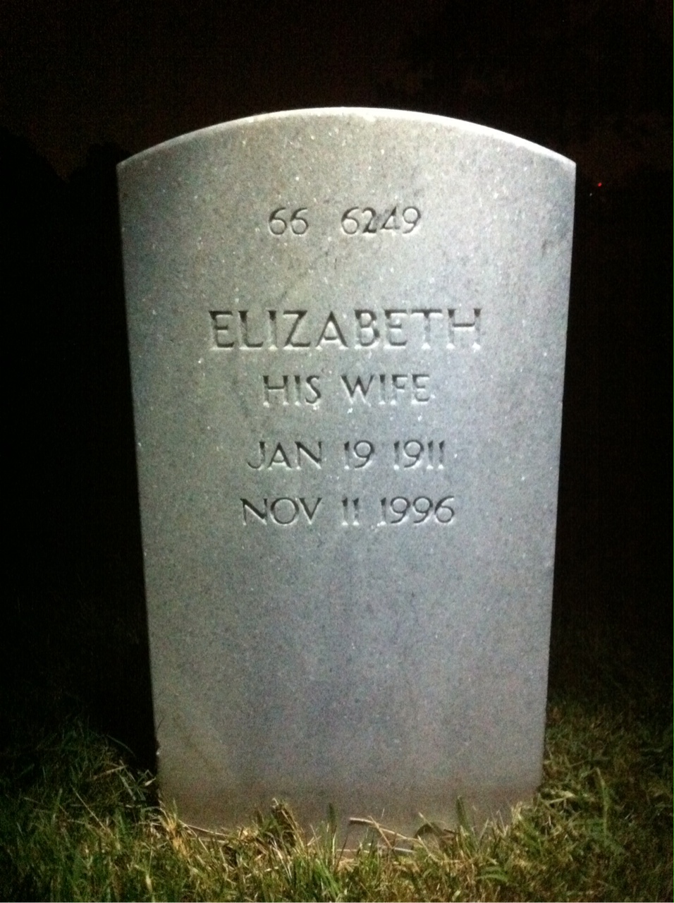 Back of headstone — Elizabeth Astrella