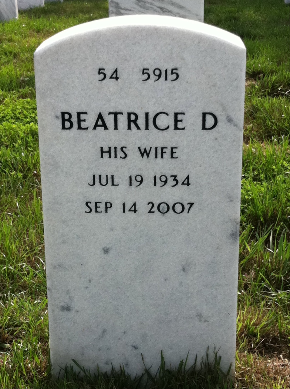 Back of headstone — Lloyd Vaughn