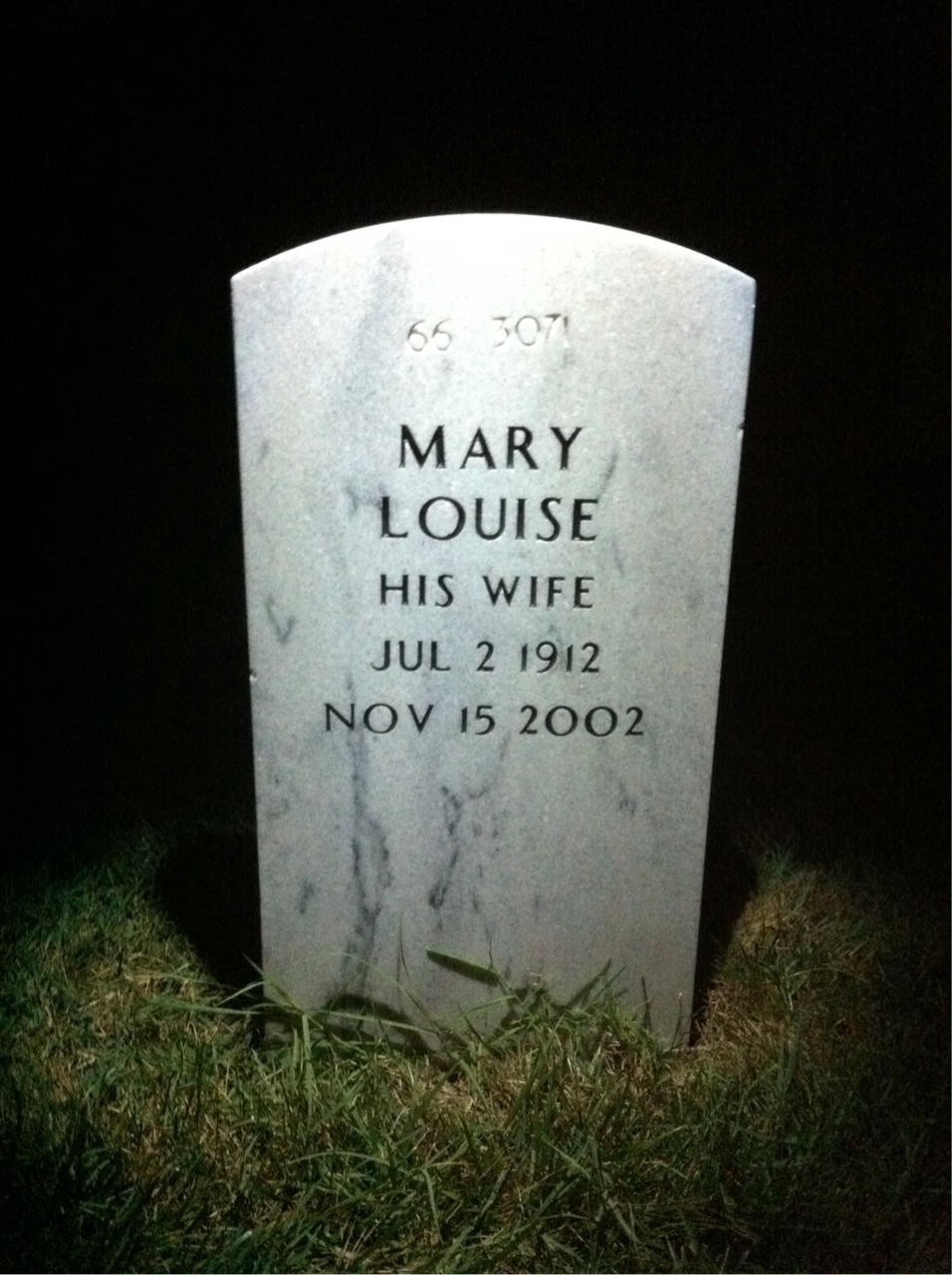 Back of headstone — Mary Mullendore