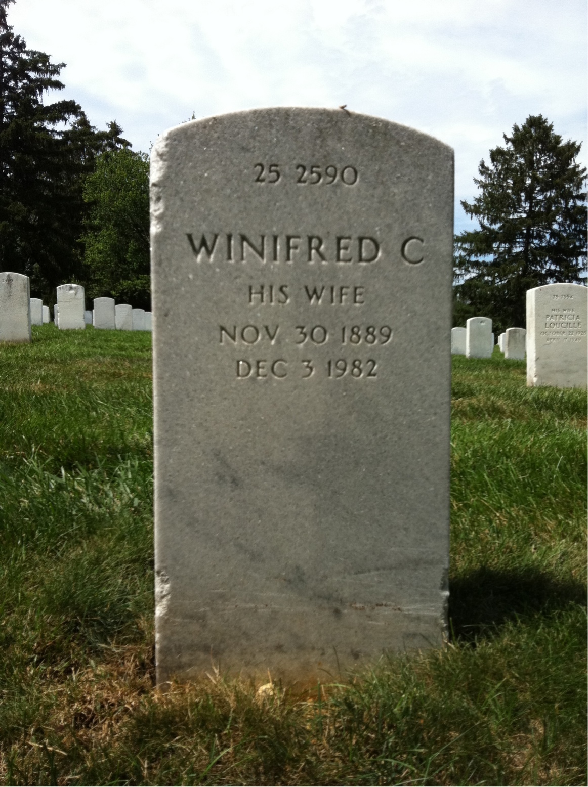 Back of headstone — Walter C Wolf